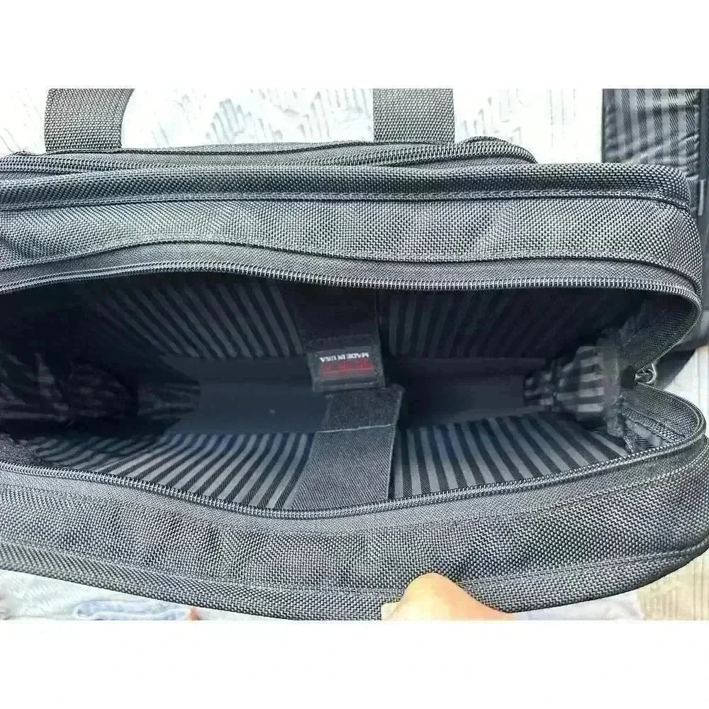 TUMI Black Nylon Canvas Laptop Messenger Portfolio Bag & TUMI Cord Pouch